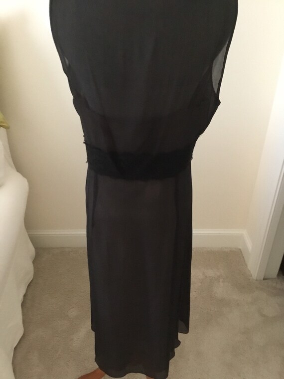Vintage Black silk cocktail dress with gold chemi… - image 3