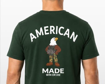 Camiseta de rendimiento con águila calva patriótica fabricada en Estados Unidos