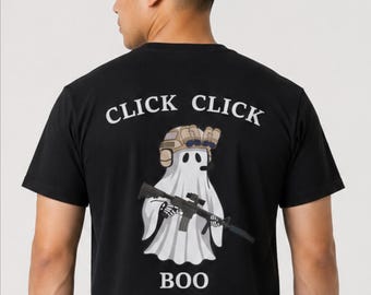 Tactical Ghost T Shirt Click Click Boo Military Humor for Halloween