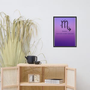 Scorpio Zodiac Sign Poster – Astrology Wall Art in Purple – Horoscope Art Print – Zodiac Print as a Gift Idea