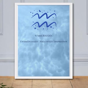 Zodiac Poster Aquarius – Zodiac Print with modern astrology design, wall decoration for creative free spirits, gift idea