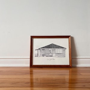 Huisportret, aangepaste potloodschets huis, housewarmingcadeau, slotcadeau makelaar, eerste huiscadeau, schets van foto, huistekening