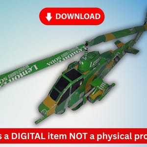 Soda Can Helicopter Plans | Cobra AH-1 Blueprint, DIY Pop Can Art, Upcycled Craft Project, How-To Guide PDF, Unique Aviation Hobby