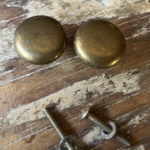Vintage Solid Brass Stepped-Ring Cabinet Knobs, Aged Patina (1 1/8 Inch)