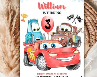 Lightning McQueen Birthday Invitation, Cars Theme (PDF Download)