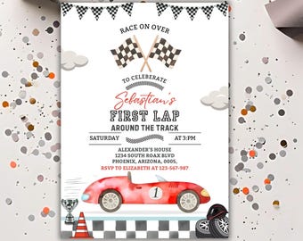 Race Car Birthday Invitation: Editable Canva Template (PDF)