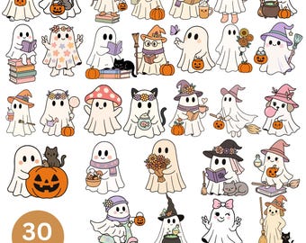 Paquete SVG de fantasmas de Halloween, diseños espeluznantes (PNG, EPS)