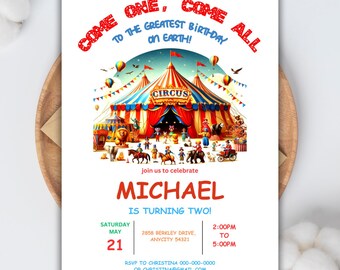 Editable Carnival Birthday Invitation: Circus Party Theme (PDF)
