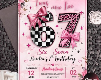 Six Seven Meme Birthday Invitation, Funny 7th Birthday Party Invite (PDF File)
