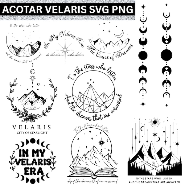 Ensemble Velaris City of Starlight SVG, cour de nuit ACOTAR (svg, png, eps)