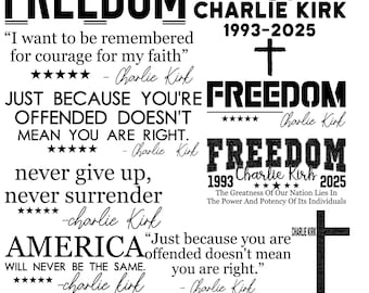 Charlie Kirk Memorial Design Bundle, Patriotic SVG PNG EPS