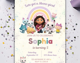 Gabby's Dollhouse Birthday Invitation Template: Editable Party Invite (PDF Included)