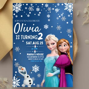 Printable Frozen Birthday Invitation Template, Elsa Birthday Party Canva Template, Frozen Birthday Invitation, Winter Snow Bthday Invitation