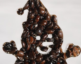 Decorative Snowman Figurine Made from Coffee Beans | Handmade Winter & Christmas Decoration | Coffee Art Figurine | Gift for Coffee Lovers