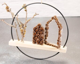 Door decoration ring made of wood hanging, door wreath for autumn, wall decoration, summer wall hanging modern, window decoration, coffee, kitchen kitchen decoration, cafe