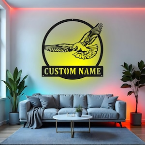 Custom Pigeon Sign LED Metal Wall Art, Personalized Bird Lover Gift, Pigeon Decor for Home, Aviary Room Decoration