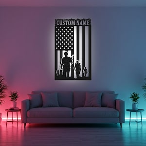 Custom Fallen Soldier-bord led metalen muurkunst, gepersonaliseerd decor militair gedenkteken, geschenk soldaat eerbetoon, wanddecoratie veteraan