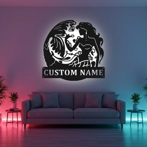 Custom Mermaid Sign LED Metal Wall Art, Personalized Mermaid Name Decor, Mermaid Room Decoration, Gift for Girls Bedroom