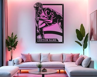 Letrero de luchador personalizado con LED de metal para pared, decoración de lucha libre personalizada, regalo deportivo para atletas, decoración de habitación infantil