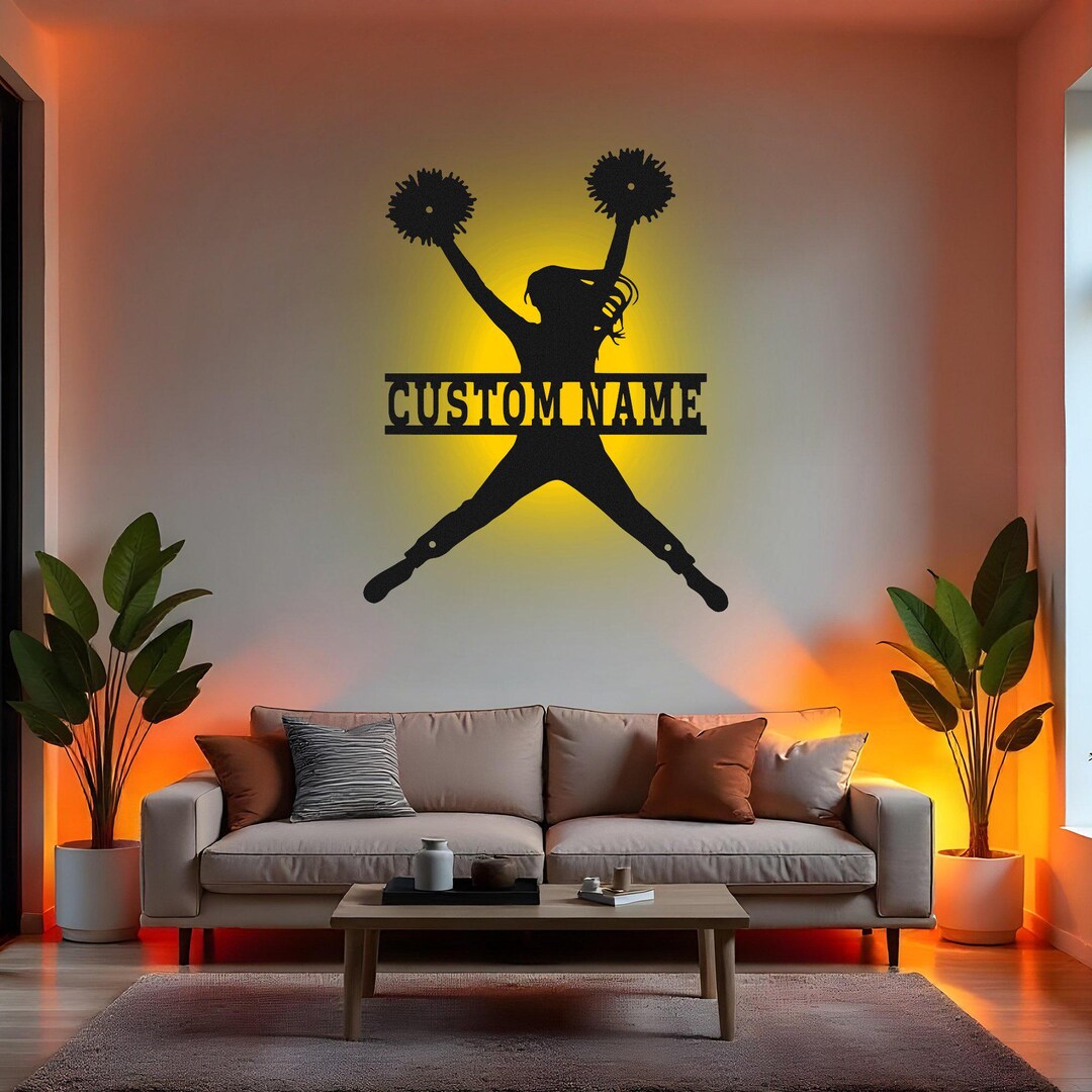 Custom Cheerleader LED Metal Wall Art, Personalized Cheerleading Decor ...