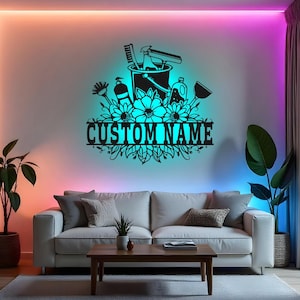Custom Cleaning Sign LED Metal Wall Art, Personalized Cleaner Gift, Housekeeping Decor, Cleaning Service Room Sign