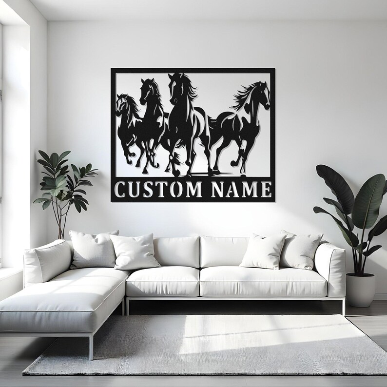 Custom Horses Sign LED Metal Wall Art, Personalized Horse Decor ...
