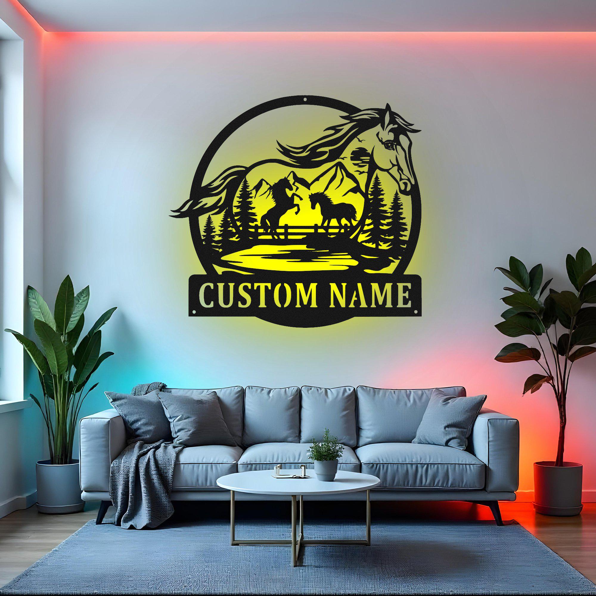 Custom Name & Photo Horseshoe Neon Wall Lamp – Personalized Acrylic Light For Equestrian Lovers – Perfect Gift For Horse Enthusiasts
