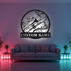 Custom Trombone Sign LED Metal Wall Art, Personalized Music Teacher Gift, Music Room Decor, Trombone Player Gift Idea