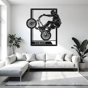 Custom BMX Sign LED Metal Wall Art, Personalized Biker Name Decor, BMX ...