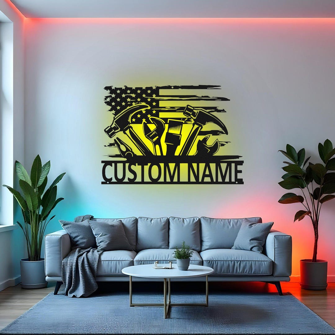 Custom Carpenter Sign LED Metal Wall Art, Personalized Carpenter Gift ...