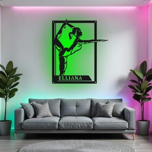 Custom Gymnastics Sign LED Metal Wall Art, Personalized Gymnast Name Decor, Gymnastics Gift, Girls Room Decor