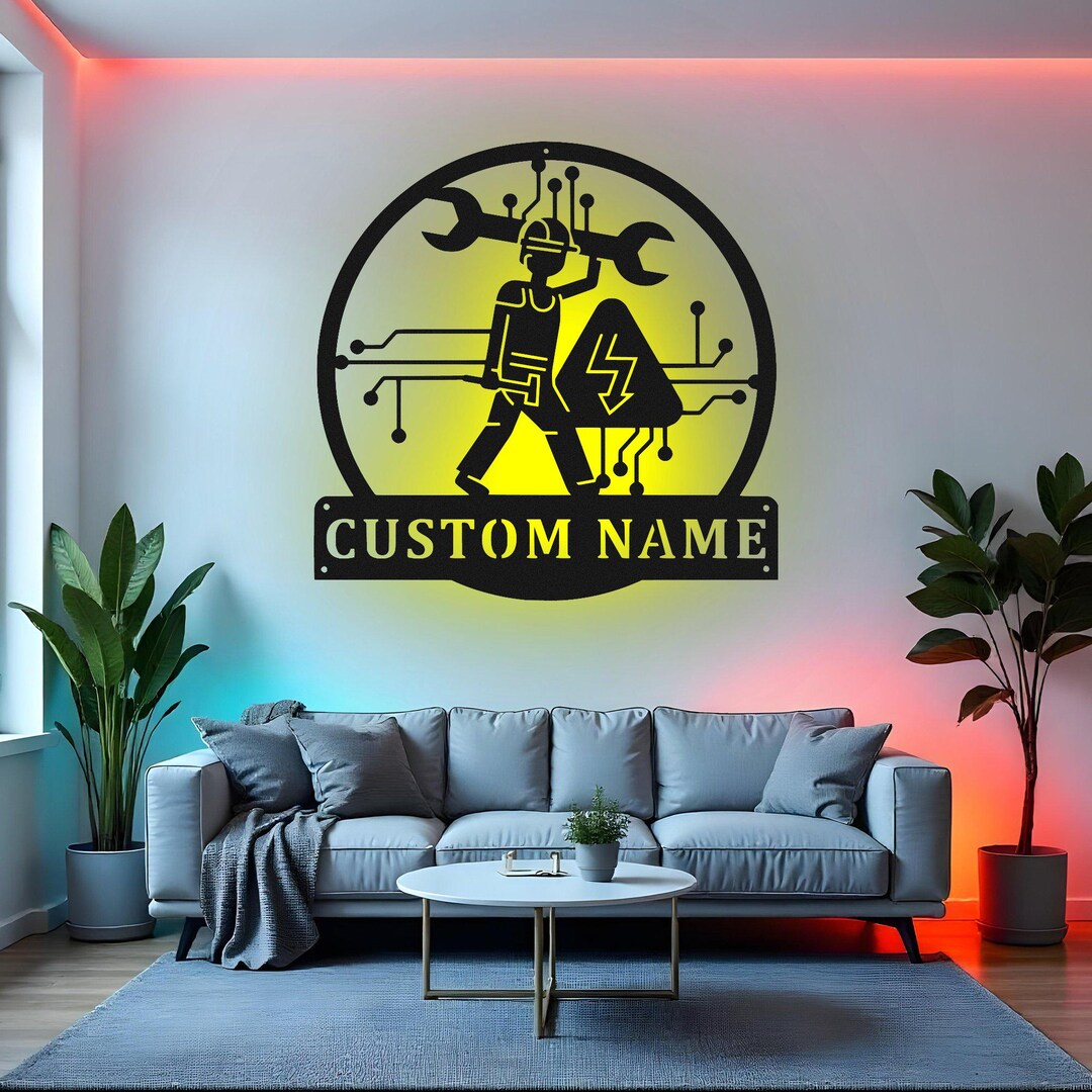 Custom Electrical Engineer Sign LED Metal Wall Art, Personalized ...
