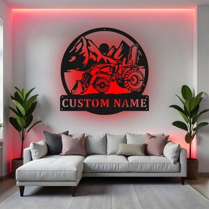 Custom Tractor Loader Sign LED Metal Wall Art, Personalized Farm Decor, Farmer Gift, Tractor Home Decor