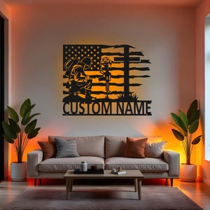 Custom soldaat bord led metalen muurkunst, gepersonaliseerd militair decor, cadeau patriottische veteraan, decor soldaat eerbetoon