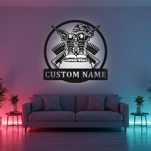 Custom veteraan bord led metalen muurkunst, gepersonaliseerd militair decor, soldaat herdenkingscadeau, patriottisch interieur