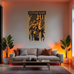 Custom US Veteranenbord LED metalen muurkunst, gepersonaliseerd decor militaire soldaat, patriottisch cadeau voor veteranen