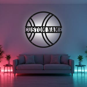 Custom Tennis Ball Sign LED Metal Wall Art, Personalized Tennis Player Name Decor, Sports Gift for Athlete Room