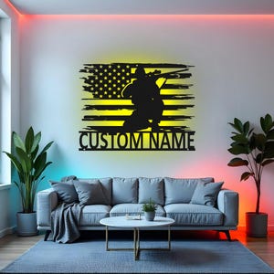 Custom Soldier Sign LED Metal Wall Art, gepersonaliseerd cadeau veteraan, militair decor, patriottische muurdecoratie thuis