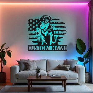 Custom Duck Hunting Sign LED Metal Wall Art, Personalized Hunter Gift, Duck Hunter Decor, Hunting Dog Wall Decor, Hunter Man Cave Sign