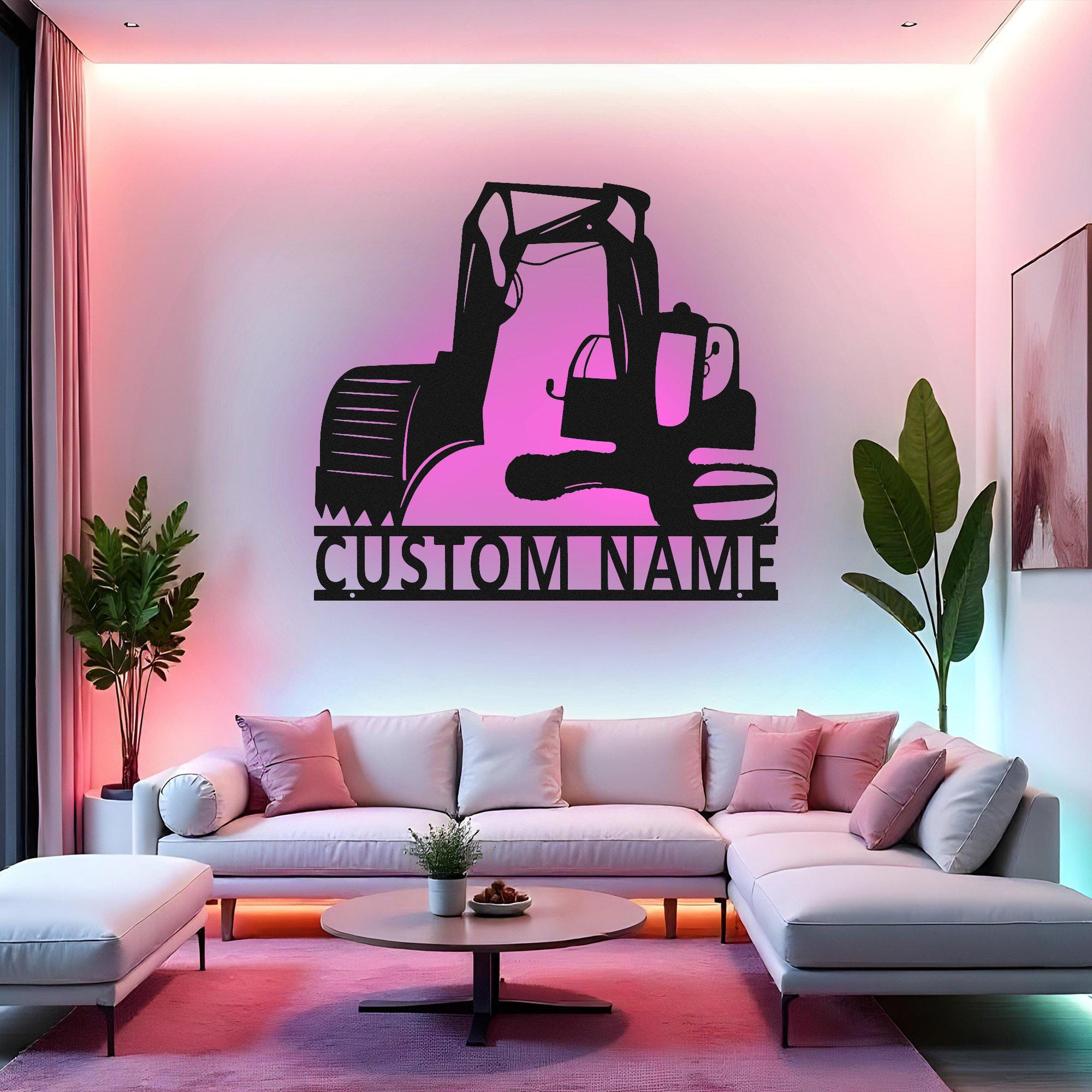 Enseigne Murale Personnalisable - Camion Pelle Mécanique - Métal - Décoration Garage, Atelier, Man Cave - Coolcin