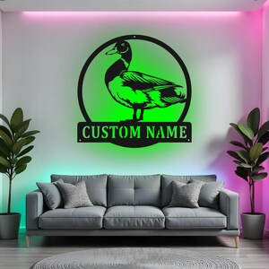 Custom Duck Sign LED Metal Wall Art, Personalized Duck Hunter Gift, Outdoor Wildlife Metal Wall Art, Hunting Decor for Cabin