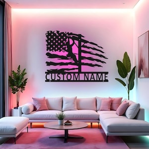 Custom Lineman Sign LED Metal Wall Art, Personalized Power Lineman Gift, Lineman Decor for Man Cave, Utility Worker Gift