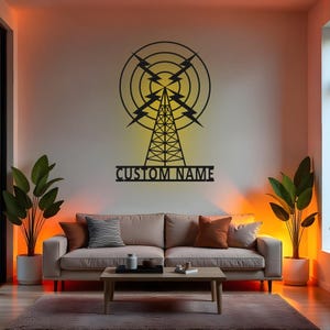 Custom Ham Radio Sign LED Metal Wall Art, Personalized Radio Operator Gift, Amateur Radio Shack Decor