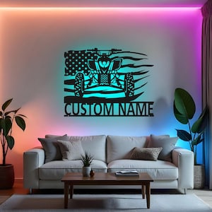 Custom ATV Sign LED Metal Wall Art, Personalized Quad Bike Decor, Quad Biker Gift, Off-Road Rider Room Decoration