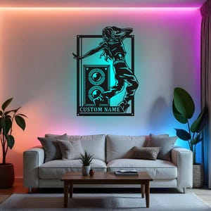 Custom Street Dancer Sign LED Metal Wall Art, Personalized Female Street Dance Decor, Dance Studio Gift, Teen Girl Room Decor