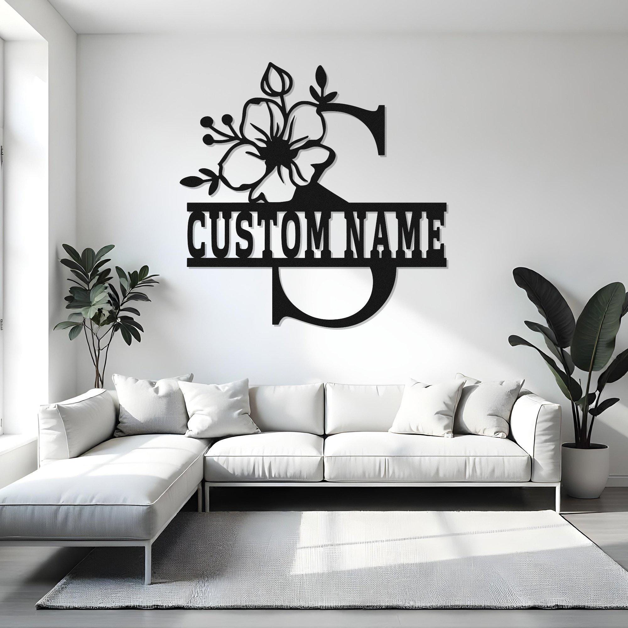 Custom S Letter Monogram Floral Alphabet LED Metal Wall Art ...
