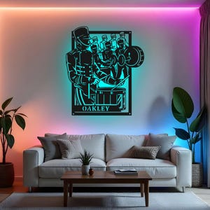 Custom Drumline Sign LED Metal Wall Art, Personalized Marching Band Decor, Musician Gift, Band Room Wall Decor