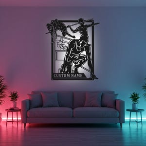 Custom Track and Field Sign LED Metal Wall Art, Personalized Athlete Gift, Sports Team Decor, Runner Room Decoration