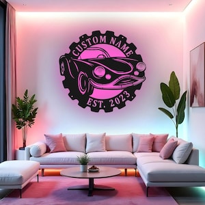 Custom Classic Car Sign LED Metal Wall Art, Personalized Garage Decor, Vintage Car Gift for Dad, Man Cave Decoration