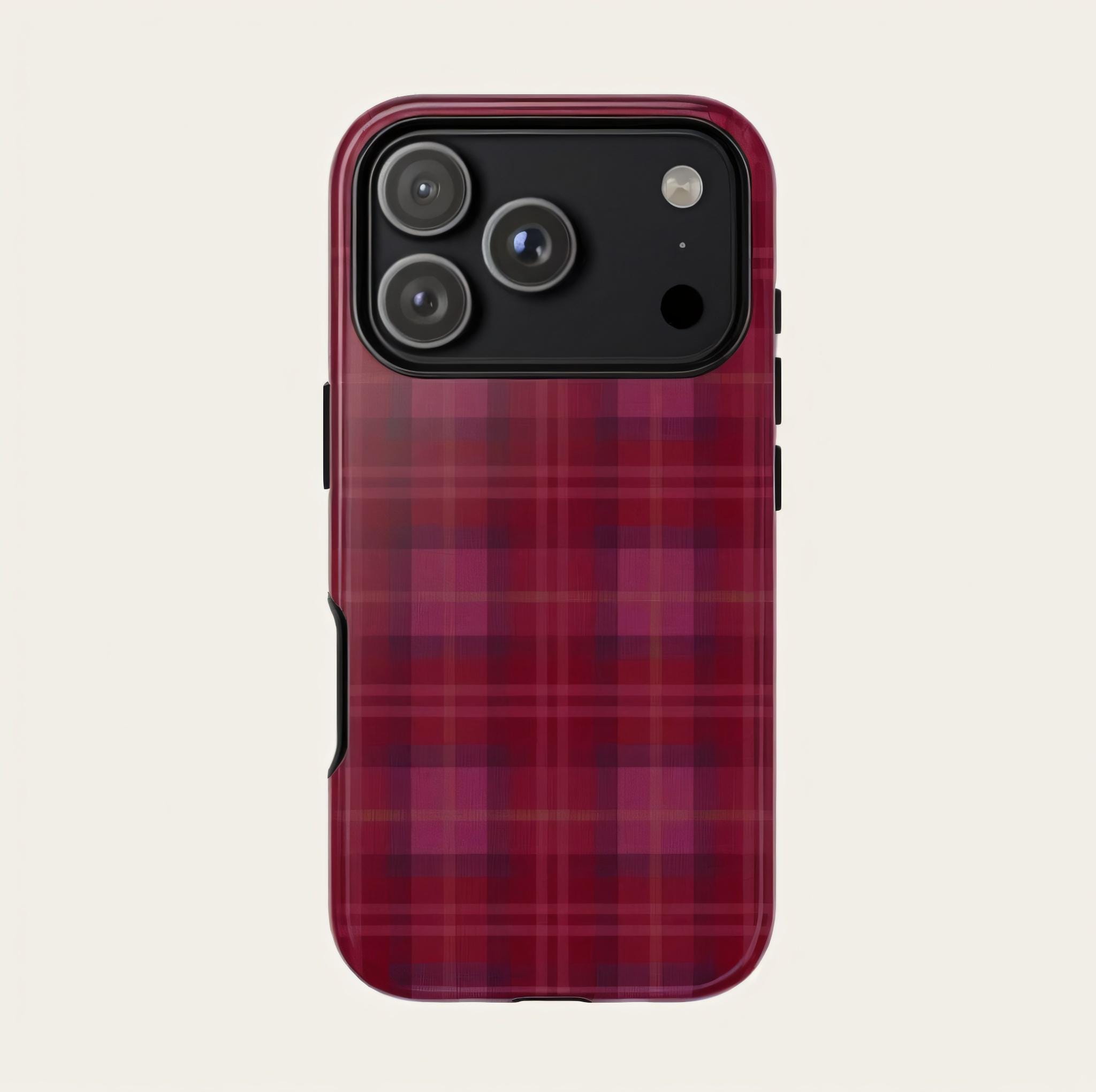 CASETiFY iPhone17 ケース Holiday Tartan Burgundy Plaid Phone Case Christmas Tartan Check iPhone 17 16 15